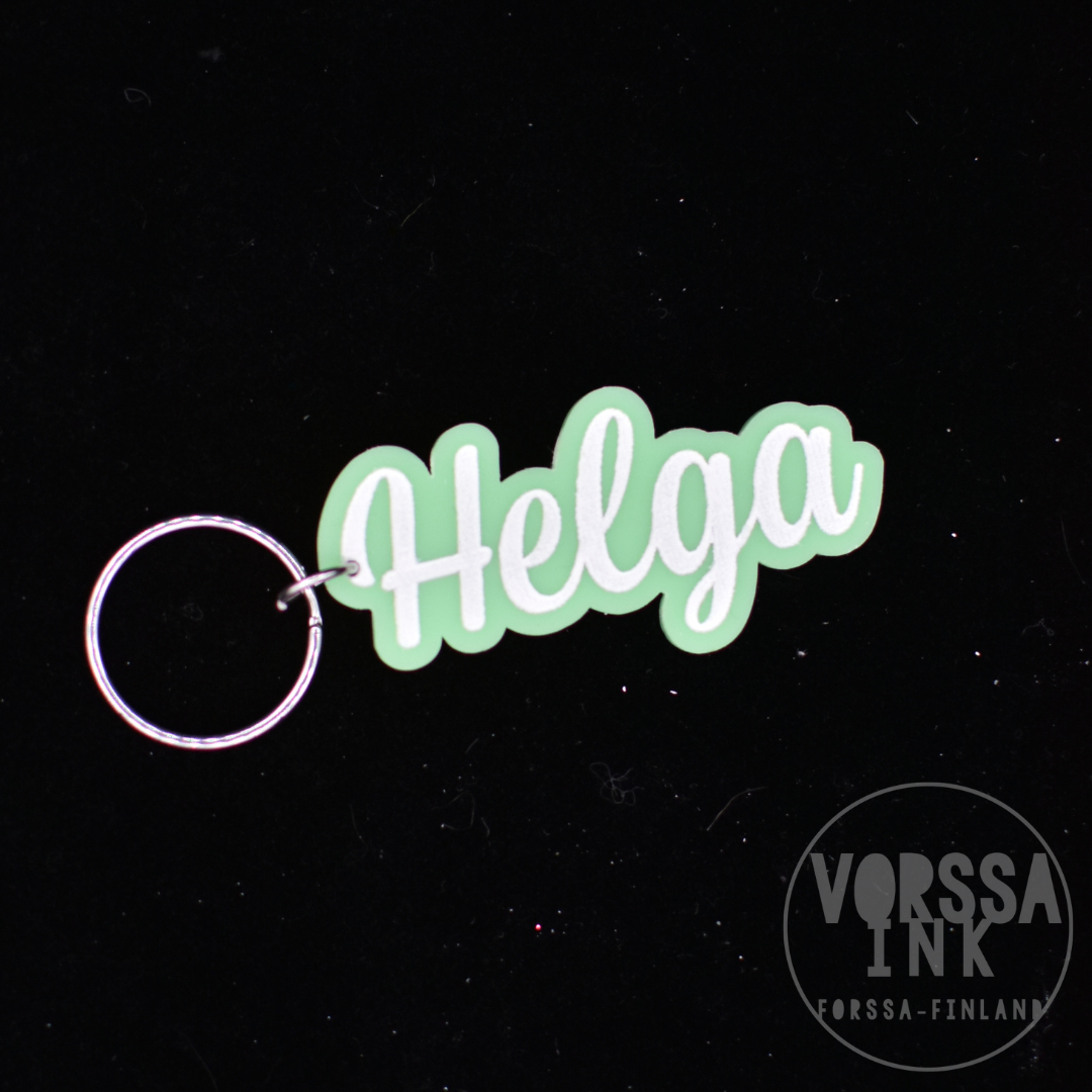 Teksti avaimenperä omalla tekstillä